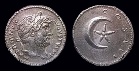 Hadrian Coin with Crescent and Star